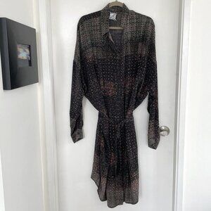 Silk Anntian shirt dress with tie